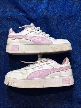 Puma White and Light Pink Women's Platform Sneakers